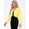 Allegra K Women's Cropped Open Front Collarless Long Sleeve Faux Fur Jacket - 3 of 4