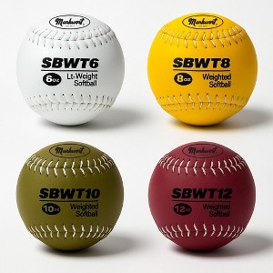 Markwort Weighted Leather Softball Training Set – 6 oz, 8 oz, 10 oz, 12 oz – Set of 4 Softballs - 1 of 4