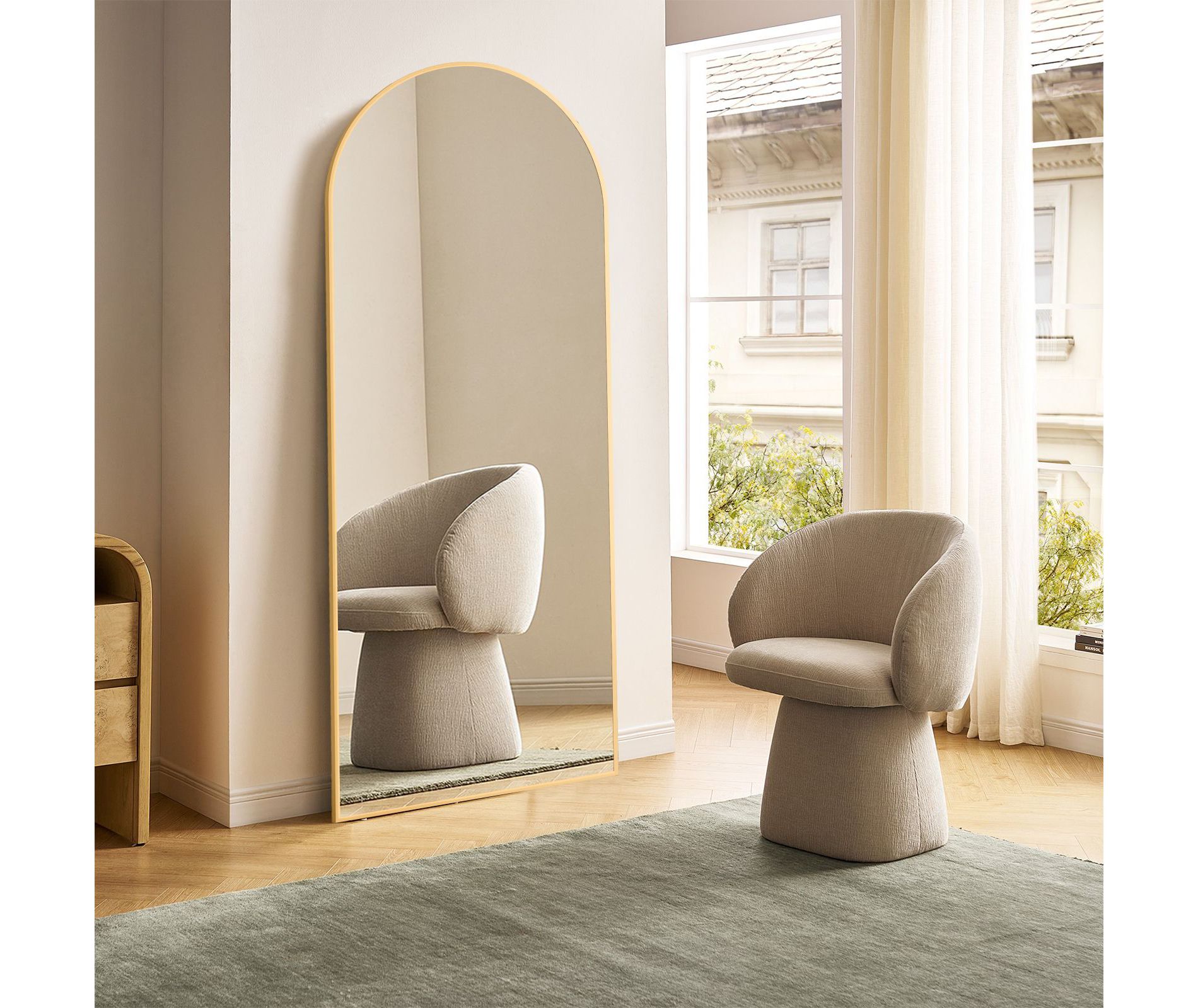 JIONJOY 71"x26" Extra - Large Full - Length Mirror, Wall - Mountable or Leaning, Transforming Your Living Room and Cloakroom - Gold