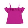 bar III Womens Flounce Trim Cold Shoulder Blouse - 2 of 2
