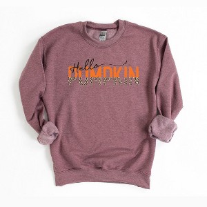 Simply Sage Market Women's Graphic Sweatshirt Leopard Hello Pumpkin - 1 of 2