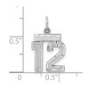 Black Bow Jewelry Sterling Silver, Varsity Collection, Small D/C Pendant, Number 12 - 3 of 4