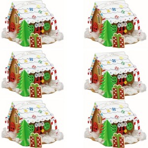 4E's Novelty 6 Foam Gingerbread House Kit Crafts (6 Pack) Bulk Christmas Crafts for Kids - DIY Holiday Activity Arts and Crafts - 1 of 4
