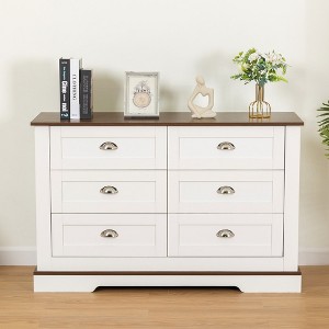 Dressers & Chests Of Drawers, Chest Of Drawers With 6 Drawers, Metal Handle, Scratch Resistant Waterproof Sideboard Console Table For Bedroom - 1 of 4