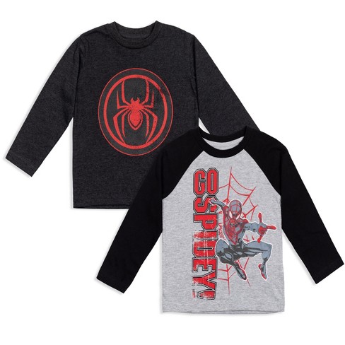 Spider-Man Marvel Boys Navy/Gray Graphic Tee Long Sleeve T-Shirt 