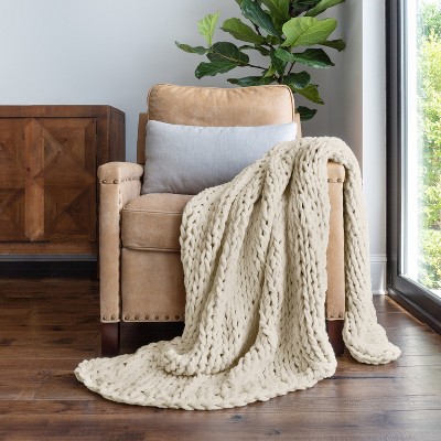 Chunky Knit Throw Blanket Braided, Soft & Cozy - Becky Cameron
