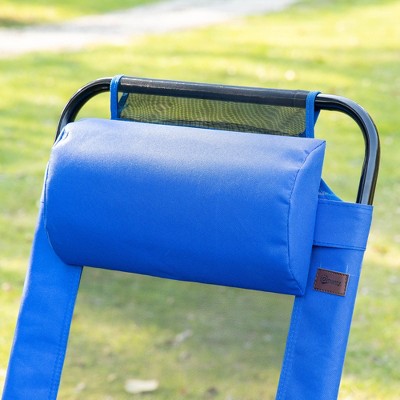 Blue Folding Metal Patio Chaise Lounge Chairs with Cushions