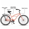 Infurnic Bicycles, 26 Inch Beach Cruiser Bike with Adjustable Seat, Single Speed Bicycle for Women men, Orange, 73"*40"*26" - 3 of 4