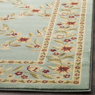 Traditional Persian Blue Floral & Vine Rectangular Area Rug