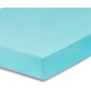 Everyday Kids Aqua Fitted Crib Sheet – Soft Breathable Microfiber – Fits Standard 28x52” Crib Mattress – Baby Nursery Bedding - 1 of 4