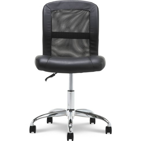 Essentials Collection Armless Leather Desk Chair in Black 