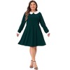 Agnes Orinda Women's Plus Size Long Sleeve Peter Pan Collar Elegant Formal Midi Flare A Line Dresses - 3 of 4