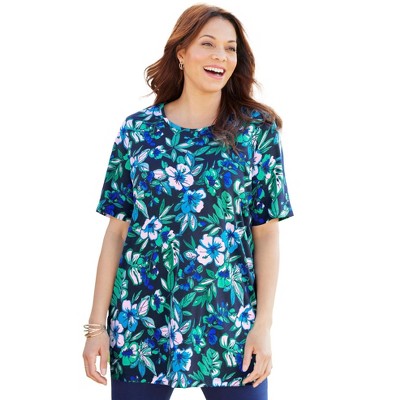 Catherines Women's Plus Size Easy Fit Short Sleeve Scoopneck Tunic