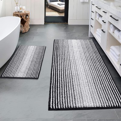 Attop Bathroom Rugs and Mats Sets, 2 Piece Thick Absorbent Chenille Bath Mat Rug Set Non Slip, Soft Shaggy Bath Room Floor Mats for Bathroom