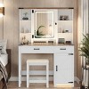 GlasFlength Vanity Tables Farmhouse Vanity with Mirror Hidden Jewelry Cabinet Elegant Design for Living Room, White, 39"*15.75"*56" - 4 of 4