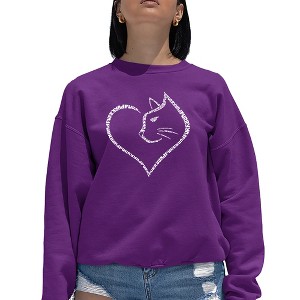 LA Pop Art Cat Heart - Women's Word Art Crewneck Sweatshirt - 1 of 4