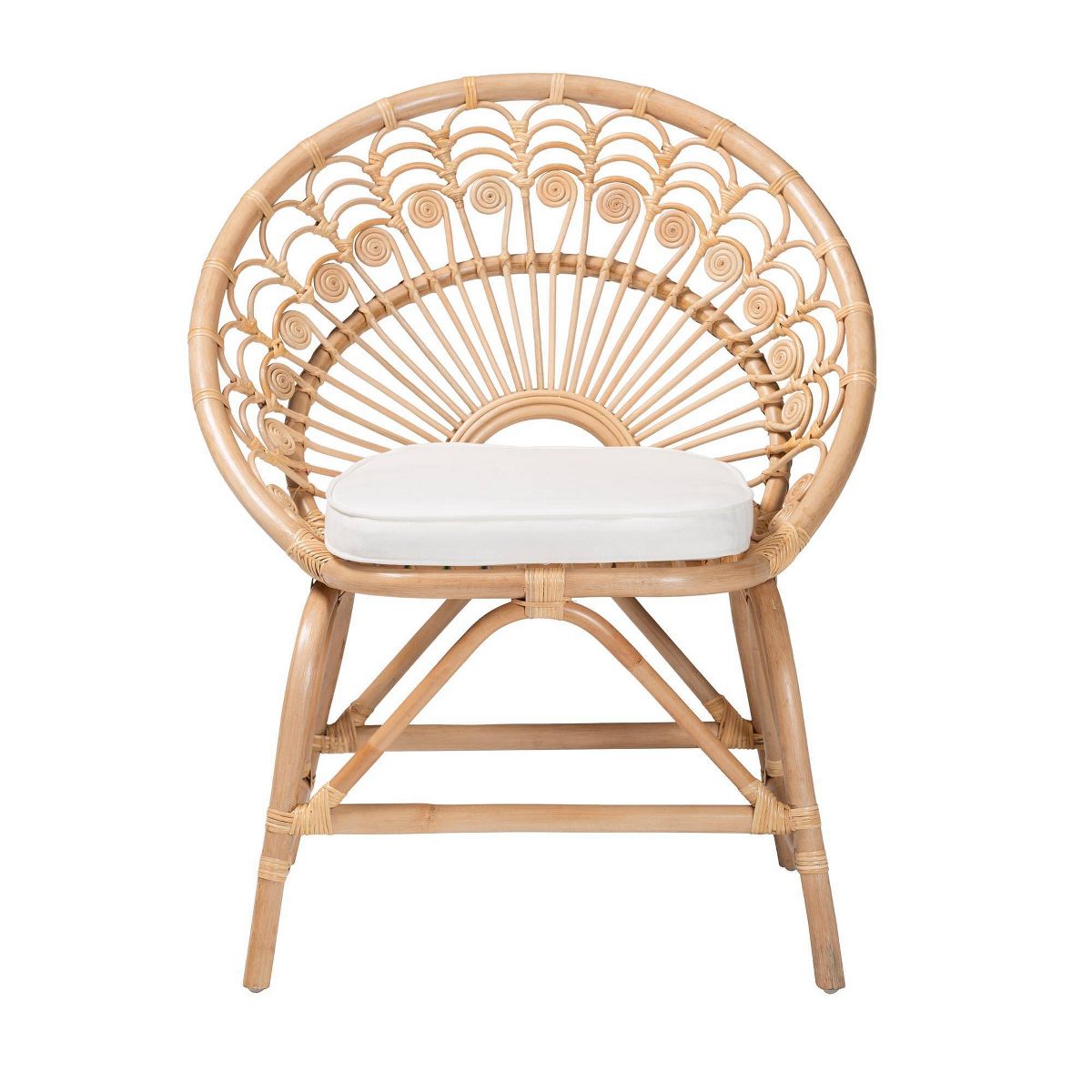 bali & pari Abriella Rattan Peacock Accent Chair Natural Brown: Handcrafted, Bohemian Design, No Assembly Required - thumbnail 3