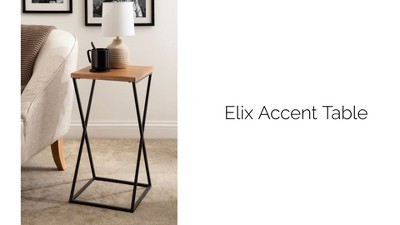 Rustic Brown Wood and Metal X-Base Accent Table