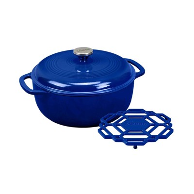 Best Choice Products 6qt Non-Stick Enamel Cast-Iron Dutch Oven for Baking, Braising, Roasting w/ Side Handles - Blue