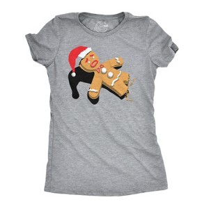Womens Half-Eaten Gingerbread T Shirt Funny Christmas Cookies Tee - Crazy Dog Women's T Shirt - 1 of 4