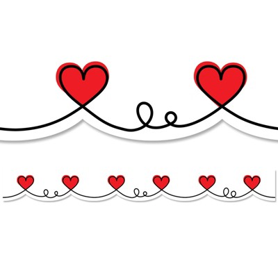 Creative Teaching Press Doodle Hearts EZ Border, 48 Feet (Pack of 6)