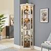 Lighted Corner Curio Cabinet with Side-Hinged Glass Doors and Adjustable Shelves, Elegant Display for Living Room, Bar, Wine, Antique Collections - 3 of 4