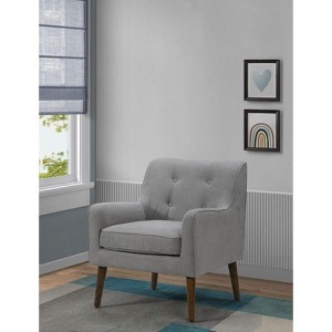 CAVINAS Woven Accent Chair with Tufted Back and Wooden Legs,Mid-Century Upholstered Living Room Chairs,Reading Chairs for Living Room - 1 of 4
