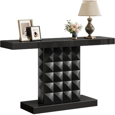 Tribesigns 47.24-Inch Black Console Table, Modern Mirrored Sofa Table for Living Room, Entryway, Hallway