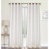 Kate Aurora 2 Piece Silver Sparkly Semi Sheer Trellis Quatrefoil Grommet Top Window Curtain Panels - 84 in. Long - 2 of 4