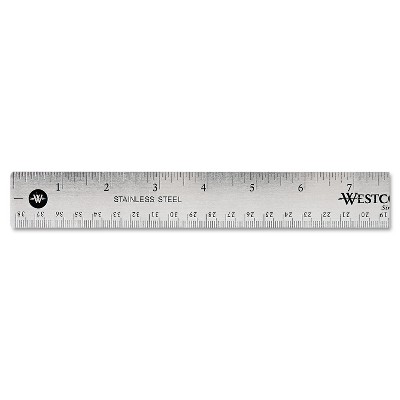 Westcott Stainless Steel Office Ruler With Non Slip Cork Base 15" 10416