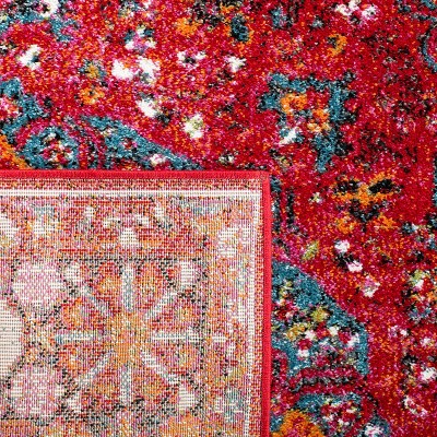 Vintage Red and Multi Synthetic Runner Rug - 2'3" x 16'