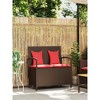 43.7"Patio Storage Bench with Cushion Brown Poly Rattan - 2 of 4