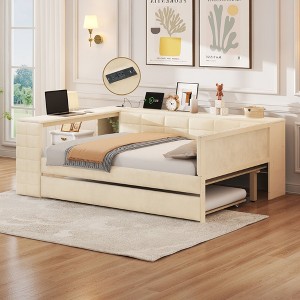 Sapphtopaz Platform Bed Frame with Storage Solutions & Upholstered Details, Multi-Functional for Small Bedrooms, Teens & Home Offices - 1 of 4