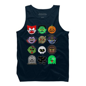 Men's Design By Humans MONSTER FACES Halloween Emoji Shirt Skeleton Dracula Costume By vomaria Tank Top - 1 of 3