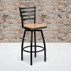Emma and Oliver 2 Pack Ladder Back Swivel Metal Barstool - 2 of 4
