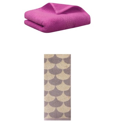 REGALWOVEN Geometric Absorbent Soft Bathroom Cotton Hand Towels 13" x 30"/13" x 29" 2 Packs