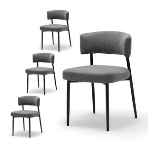 FONTOI Set of 4 Modern Dining Chairs with Curved Backrest Plush Upholstered Seat Sturdy Metal Frame Ergonomic Design for Dining Room or Office - 1 of 4