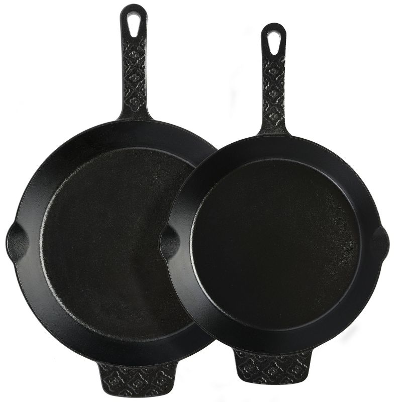 Spice by Tia Mowry Savory Saffron Pre-seasoned 2 Piece 10in and 12in Cast Iron Skillet Set, 2 of 7