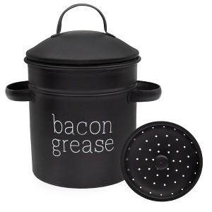 AuldHome Design Bacon Grease Container, Enamelware Can w/ Strainer, Rustic Farmhouse Style Kitchen Storage - 1 of 4