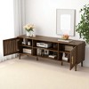 63" TV Stand with 2 Grille Door Cabinets and Adjustable Storage Rack, Medieval Modern Entertainment Center,Suitable for 55/65/70" TVs, Walnut Wood - 4 of 4