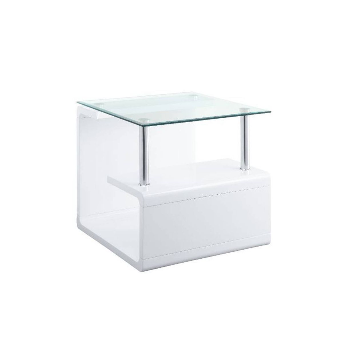 24" Nevaeh High Gloss Finish Accent Table Clear Glass/White - Acme Furniture - thumbnail 6