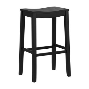 30" Fiddler Wood Backless Counter Height Barstool Black - Hillsdale Furniture: Saddle Seat, Matte Finish, Farmhouse Style - 1 of 4