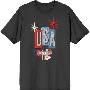 Americana Vintage Motel Sign Men's Crew Neck Short Sleeve Tee - 1 of 2