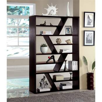 Israel Contemporary Wood Bookcase in Espresso - Furniture of America