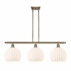 White Venetian - 3 Light Stem Hung Island In Modern Style-12.5 Inches Tall and 36.5 Inches Wide - 1 of 1