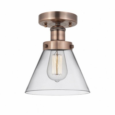 Cone - 1 Light Semi-Flush Mount In Industrial Style-9.75 Inches Tall and 7.75 Inches Wide