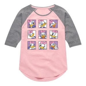 Girls' - Disney - Daisy Emotions Grid Shirt Tail Raglan Graphic T-shirt - 1 of 3