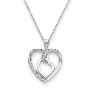 Black Bow Jewelry Rhodium Plated Sterling Silver & CZ My Heart to Yours Necklace, 18 In. - 1 of 4