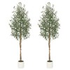 COZONY Artificial Olive Tree with 2 Wood Trunks & Planter, Tall Faux Olive Tree for Indoor & Outdoor - 2 of 4
