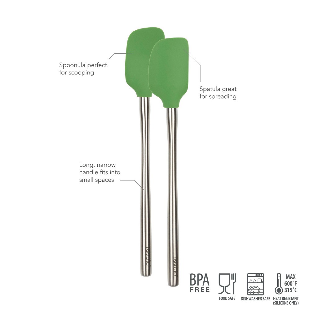 Tovolo Flex-Core Stainless Steel Handled Mini Spatula and Spoonula Green